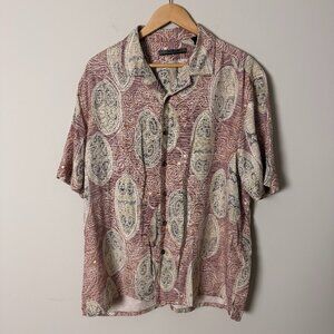 2/$30 Axis Mens Silk Button Down Short Sleeve Shirt Large